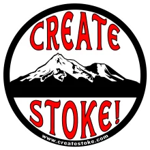 Create Stoke! sticker: a mountain, ringed by www.createstoke.com
